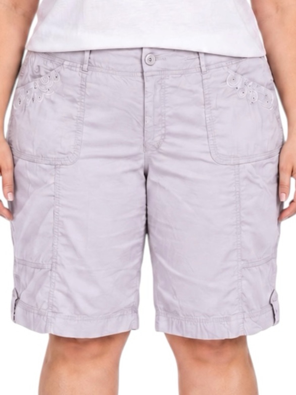 Gloria Vanderbilt Size 18 Lavender Bermuda Cargo Shorts Stretch